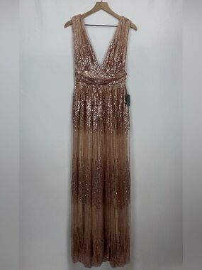 Soieblu Sequin V-Neck Evening Gown